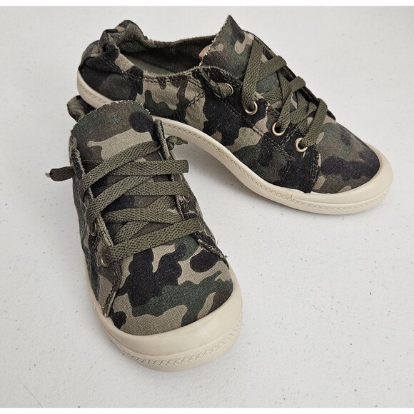 Time & Tru Camo Scrunch Back Memory Foam Womans 6.5 Sneakers Slip-on with Laces - Picture 2 of 8